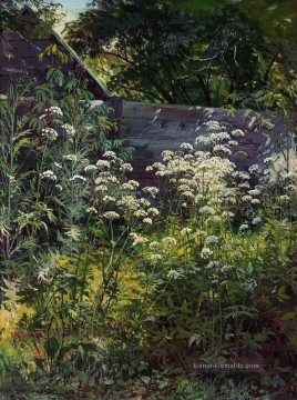 Ivan Ivanovich Shishkin Werke - Ecke von überwucherten Garten Fugengras 1884 klassische Landschaft Ivan Ivanovich